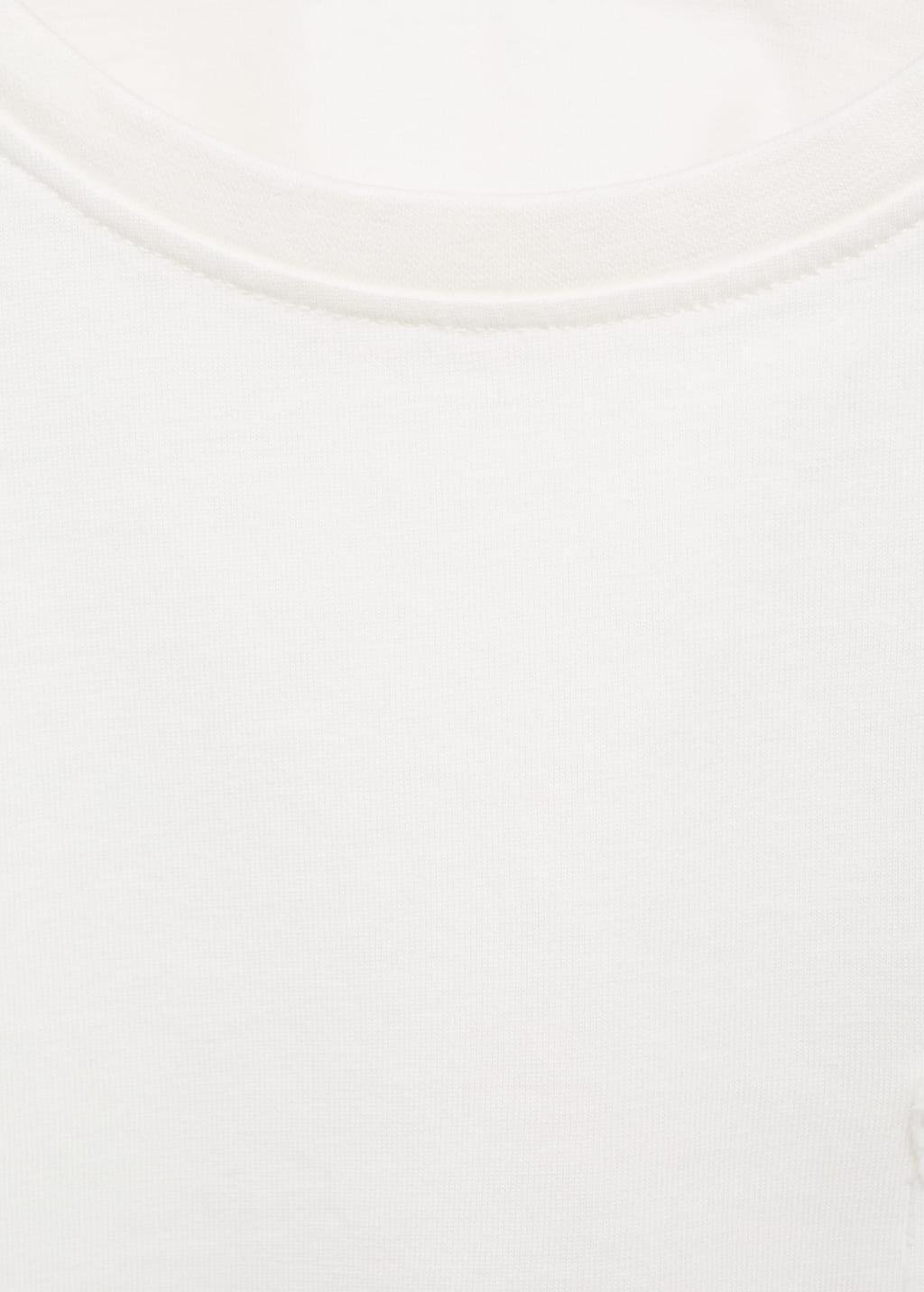 White Cropped T-Shirt With Pocket, Kids Girl, , large image number 4