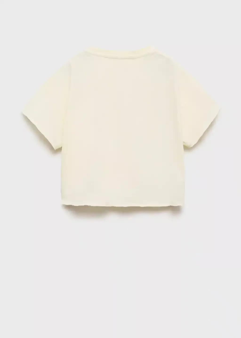 Yellow Cropped T-Shirt With Pocket, Kids Girl, , large image number 2