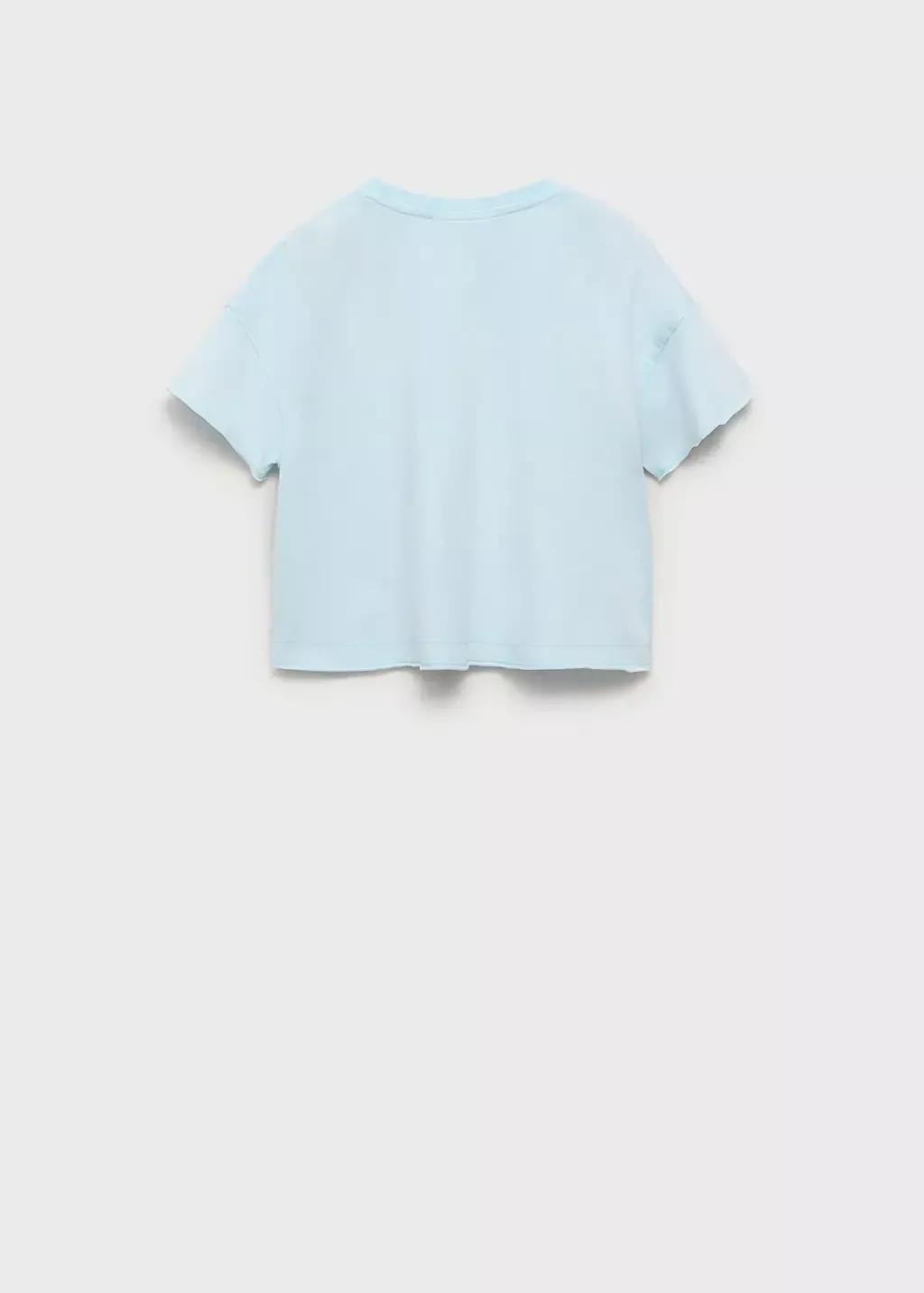 Blue Lt Pastel Cropped T-Shirt With Pocket, Kids Girl, , large image number 1