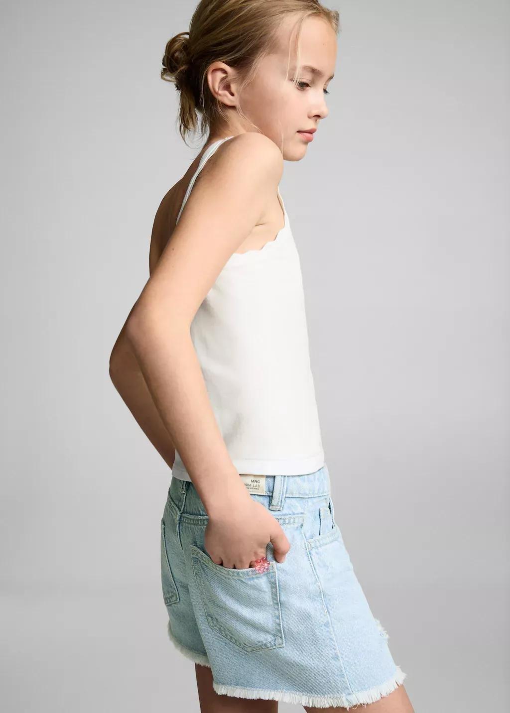 White Tank Top With Embroidered Detail, Kids Girl, , large image number 2