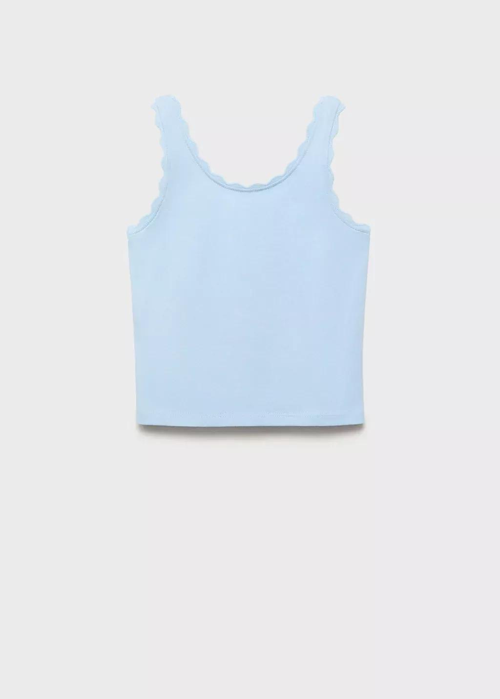 Blue Lt Pastel Tank Top With Embroidered Detail, Kids Girl, , large image number 0