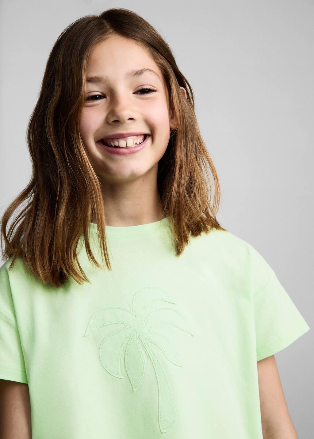 Yellow Palm Tree Crossed Back T-Shirt, Kids Girl, , large image number 3