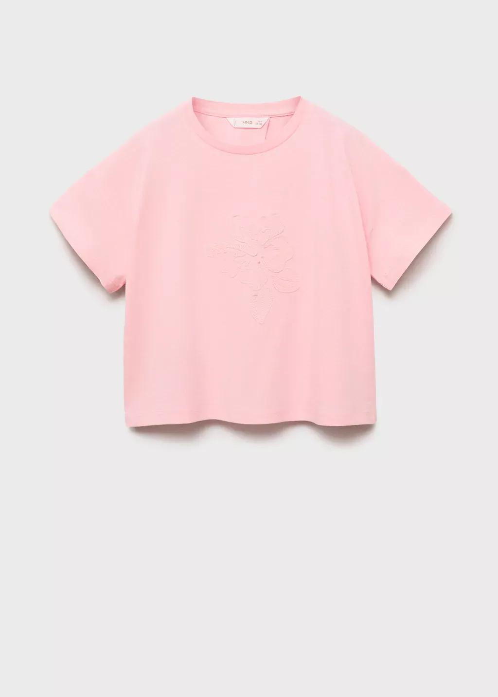 Pink Palm Tree Crossed Back T-Shirt, Kids Girl, , large image number 0