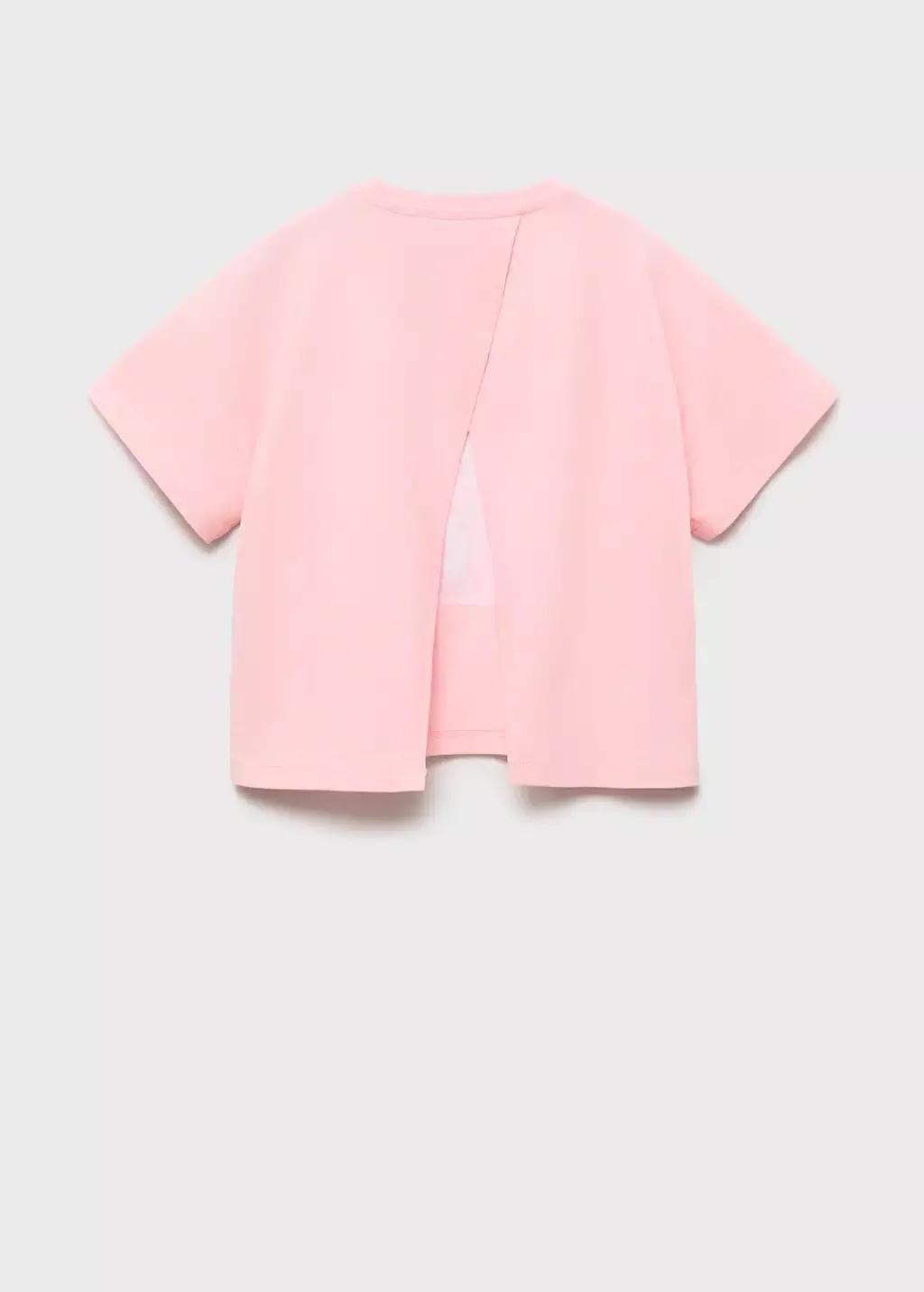 Pink Palm Tree Crossed Back T-Shirt, Kids Girl, , large image number 1