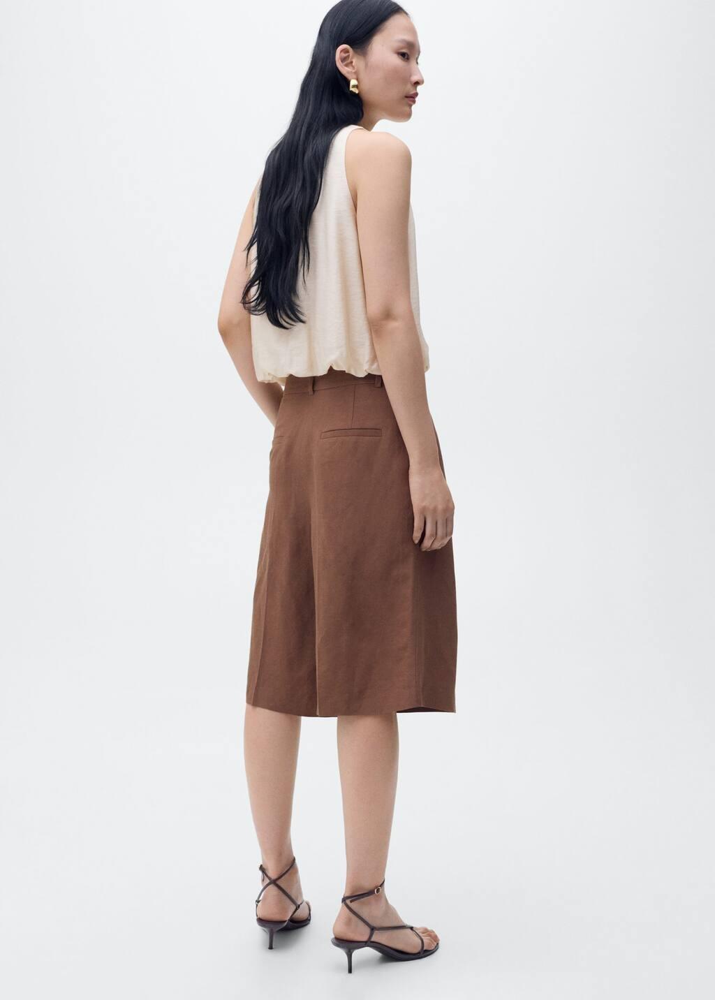 Beige Lyocell-Blend Top With Puffed Hem, , large image number 5