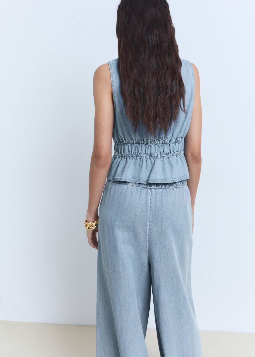 Blue Lyocell Top With Tie Closure, , large image number 5