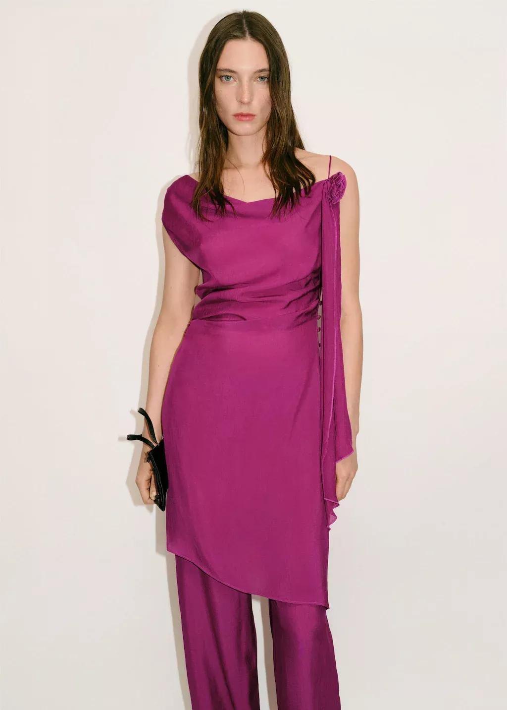 Purple Long Top With Flower Detail, , large image number 0