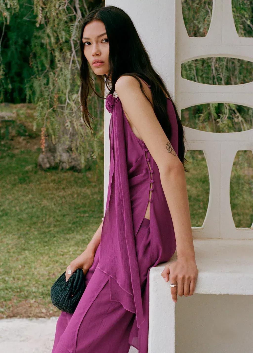 Purple Long Top With Flower Detail, , large image number 5