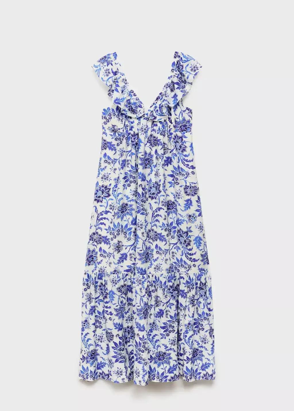 Blue Ruffled Floral Print Dress, , large image number 3