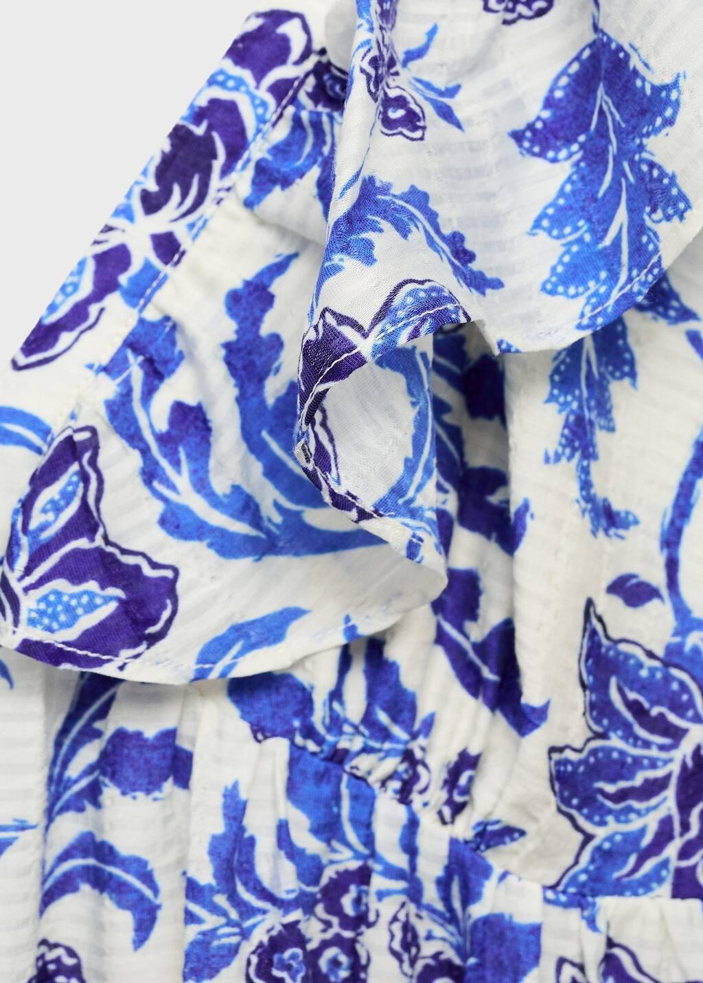Blue Ruffled Floral Print Dress, , large image number 6