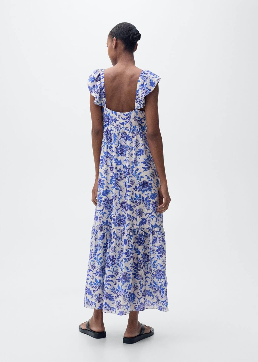 Blue Ruffled Floral Print Dress, , large image number 7