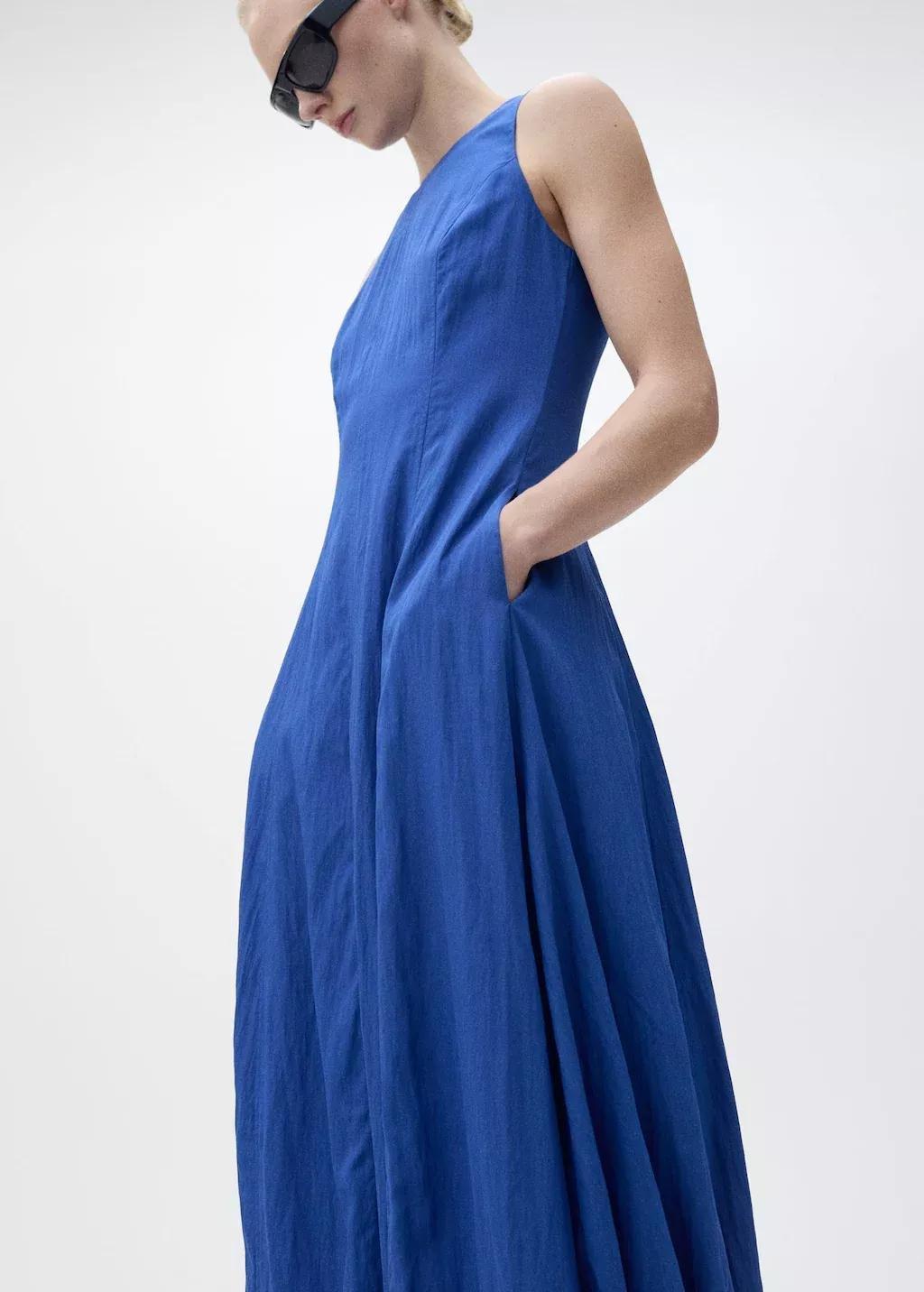 Bluemidi-Dress With Puffed Hem, , large image number 0