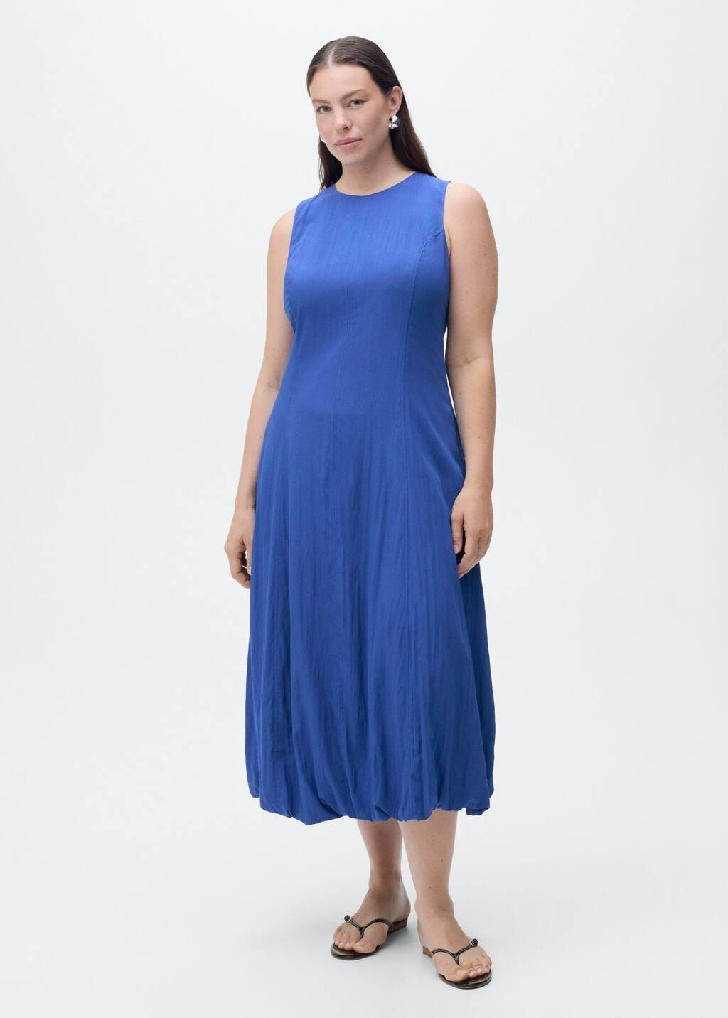 Bluemidi-Dress With Puffed Hem, , large image number 2