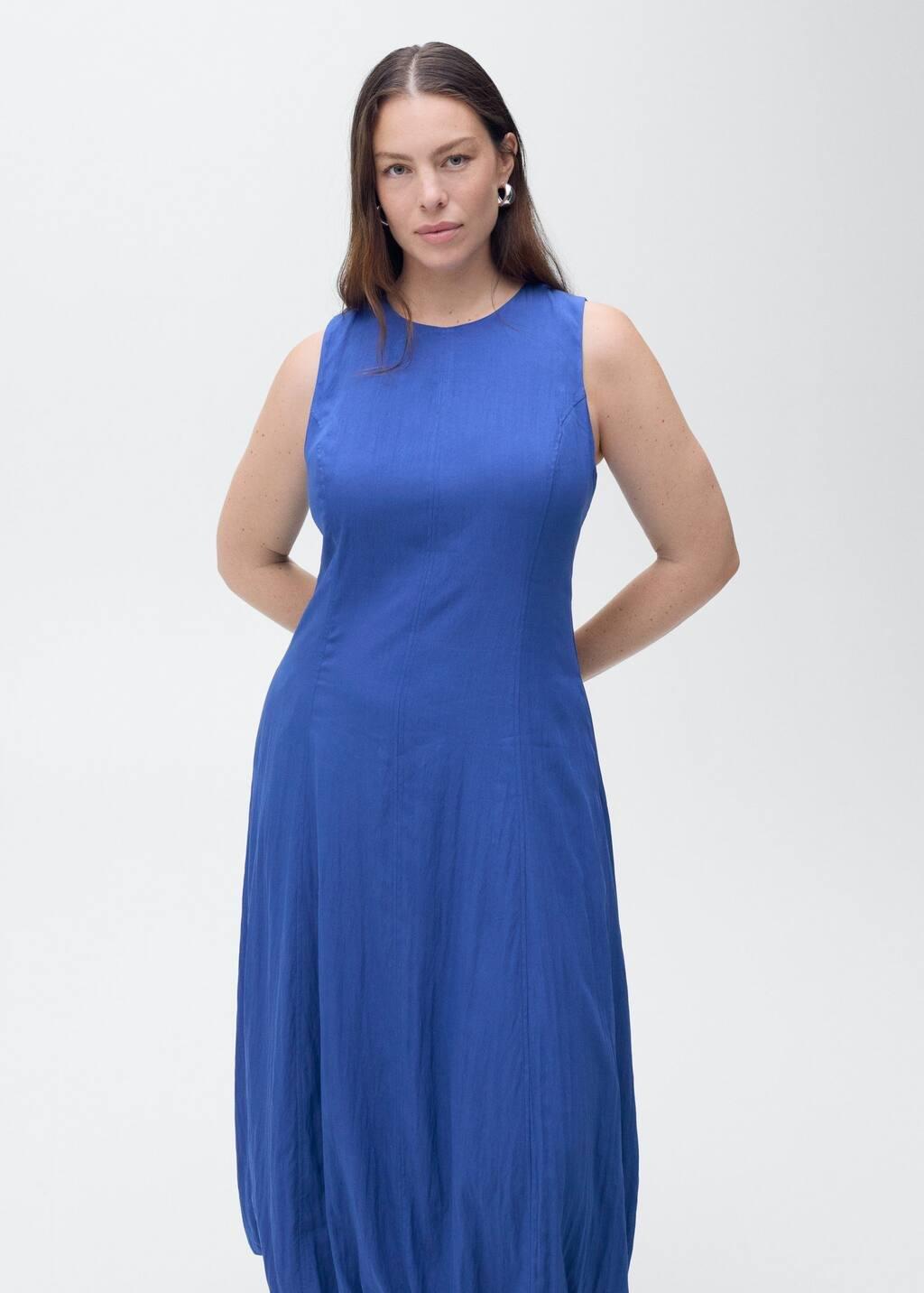 Bluemidi-Dress With Puffed Hem, , large image number 5