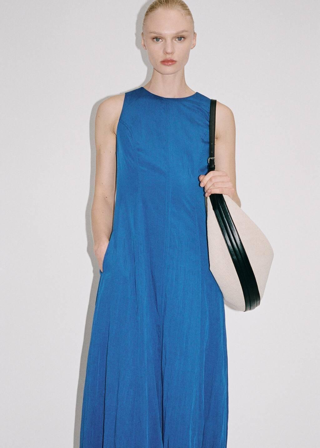 Bluemidi-Dress With Puffed Hem, , large image number 6