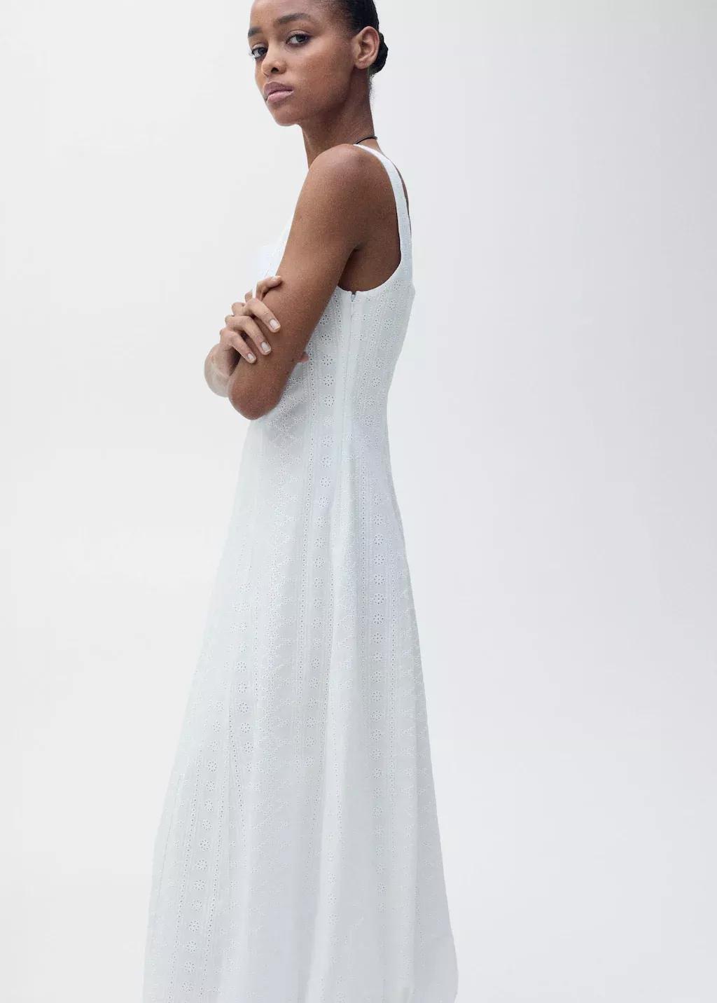 WHITE Embroidered dress with puffed hem, , large image number 1