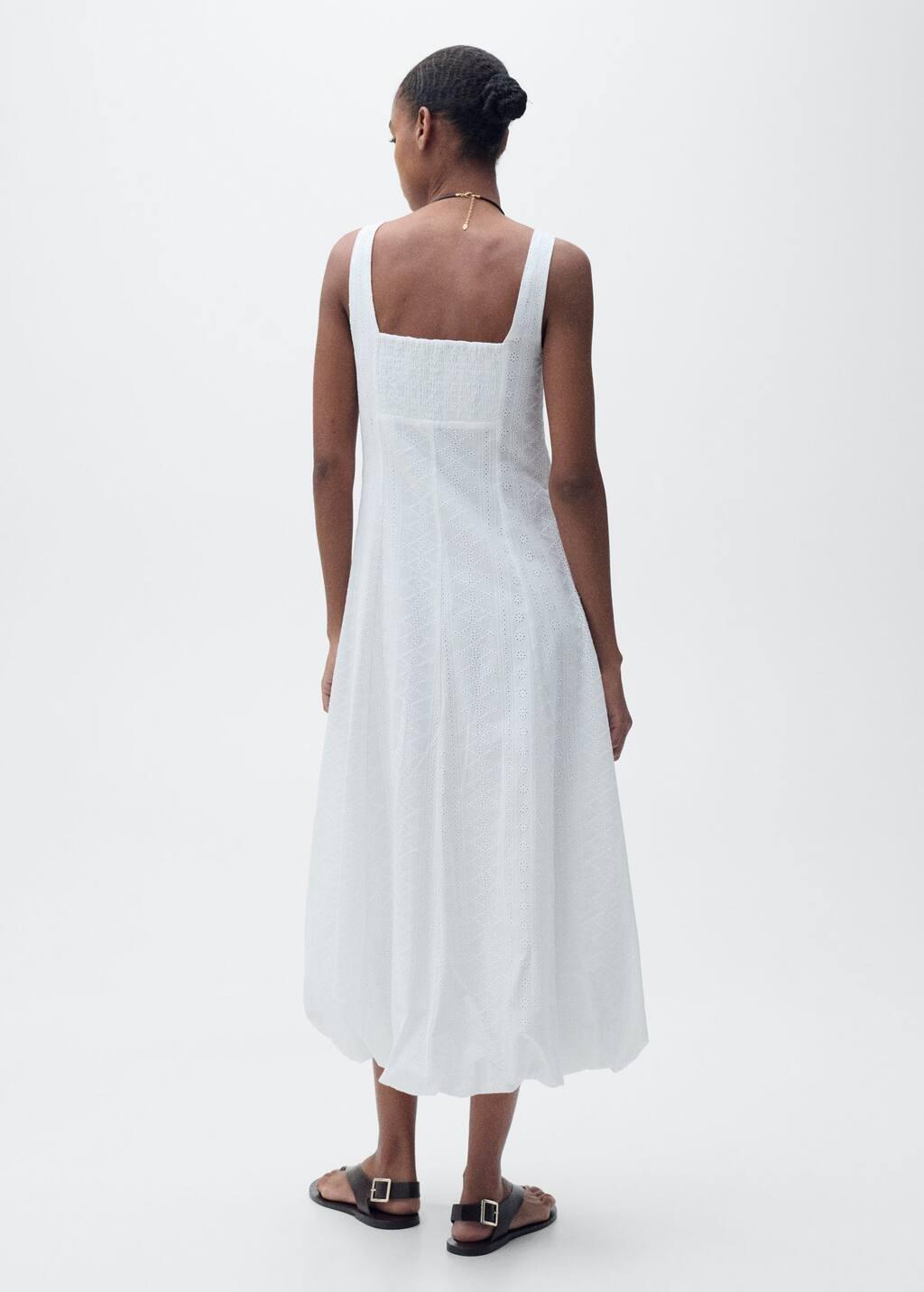 WHITE Embroidered dress with puffed hem, , large image number 5