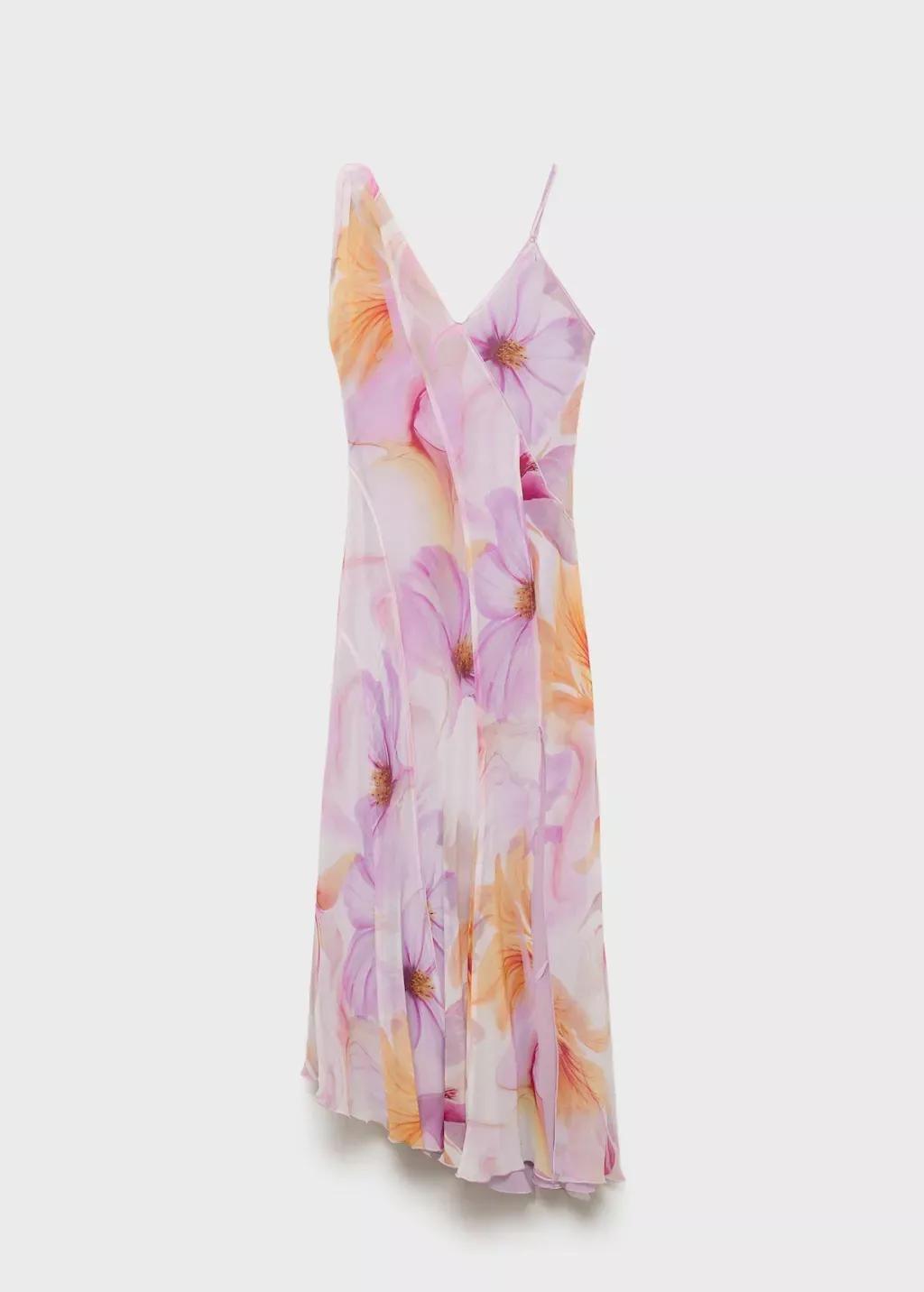 LT-PASTEL PURPLE Floral-print dress with asymmetrical straps, , large image number 4