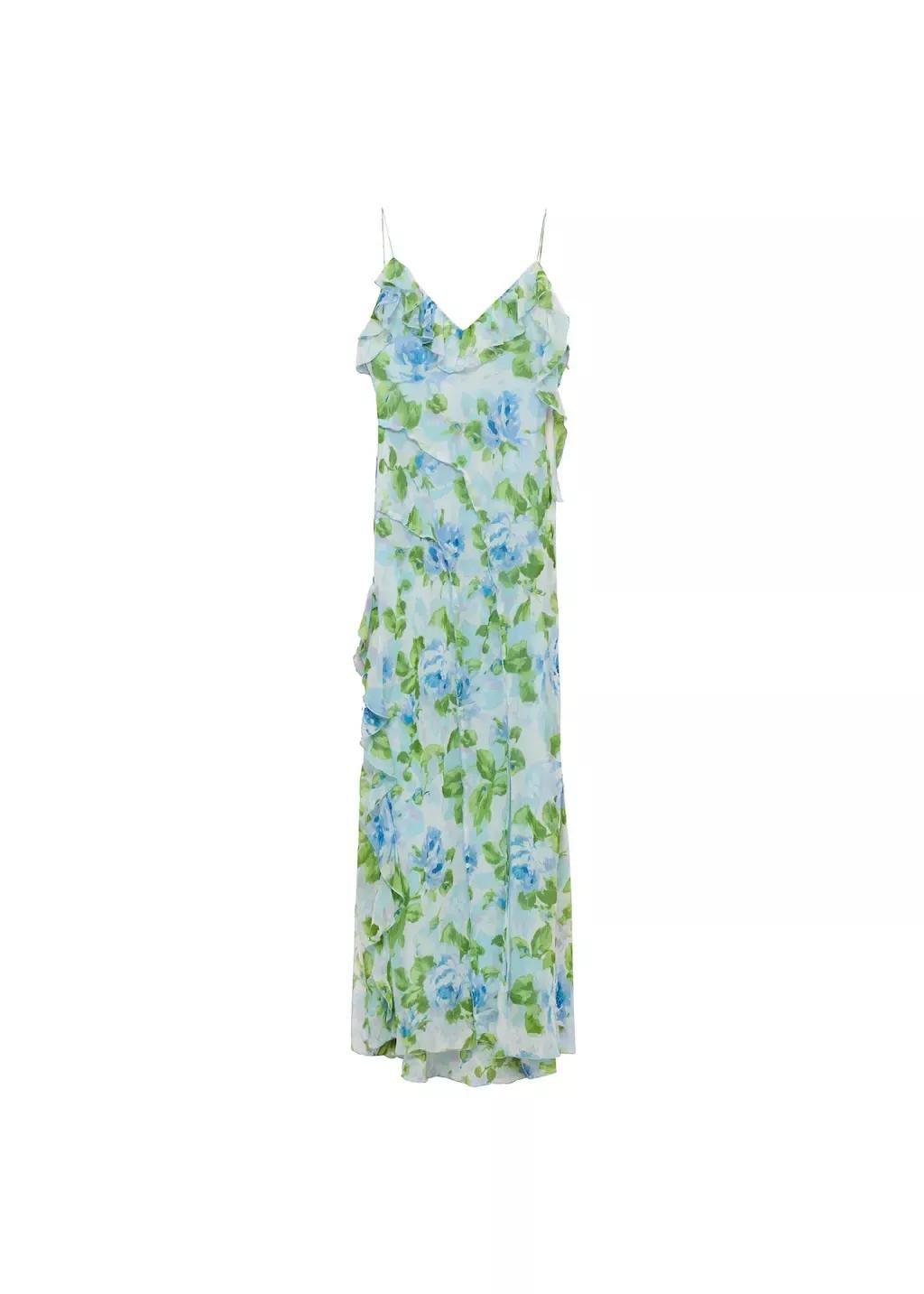 LT-PASTEL BLUE Ruffled floral print dress, , large image number 2