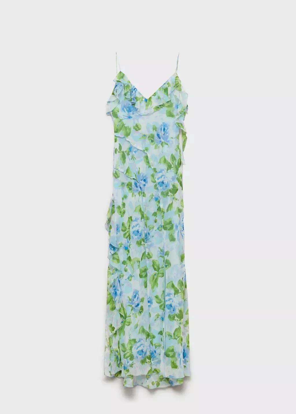 LT-PASTEL BLUE Ruffled floral print dress, , large image number 3