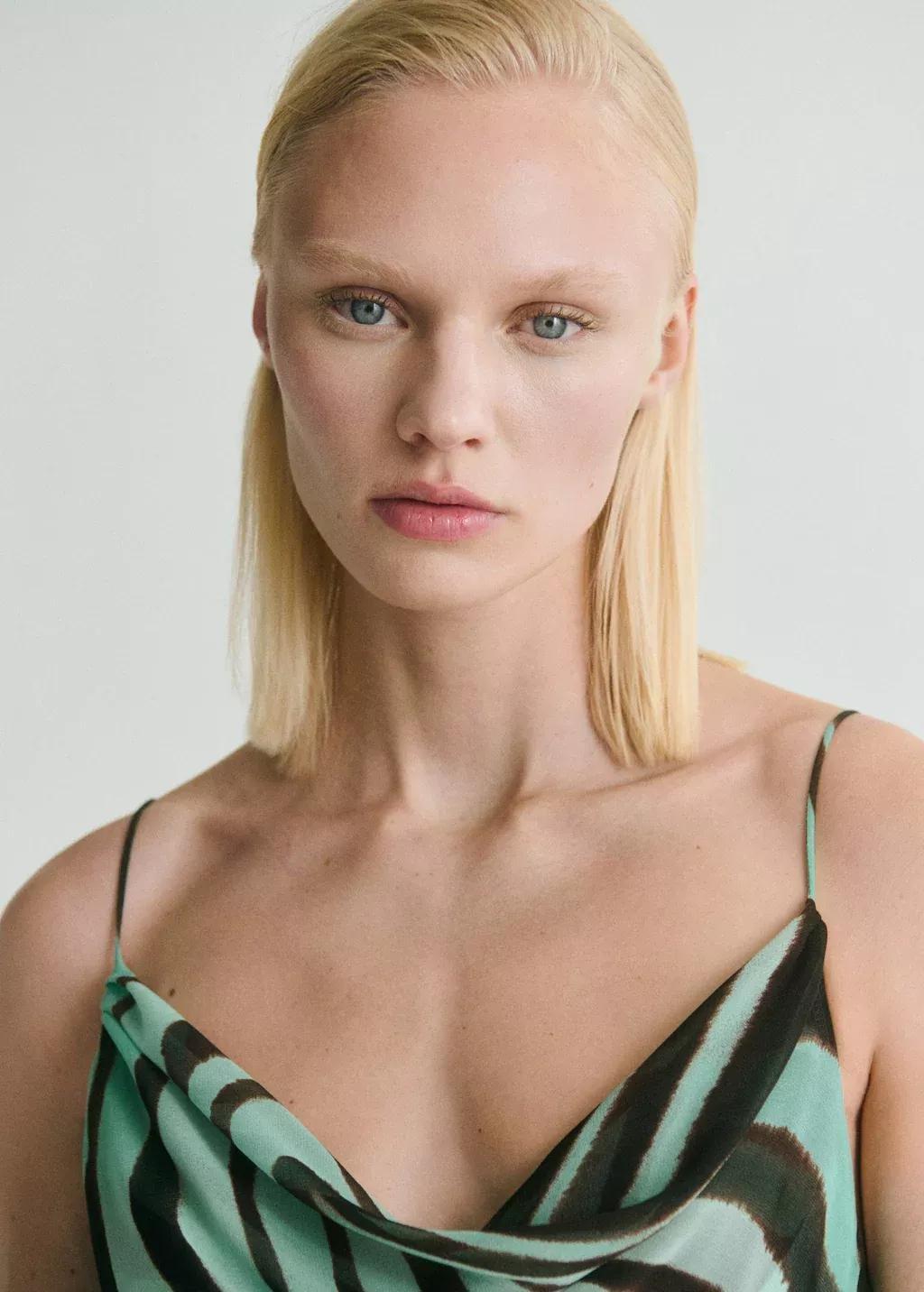 TURQUOISE - AQUA Zebra-print dress with ruffles, , large image number 1