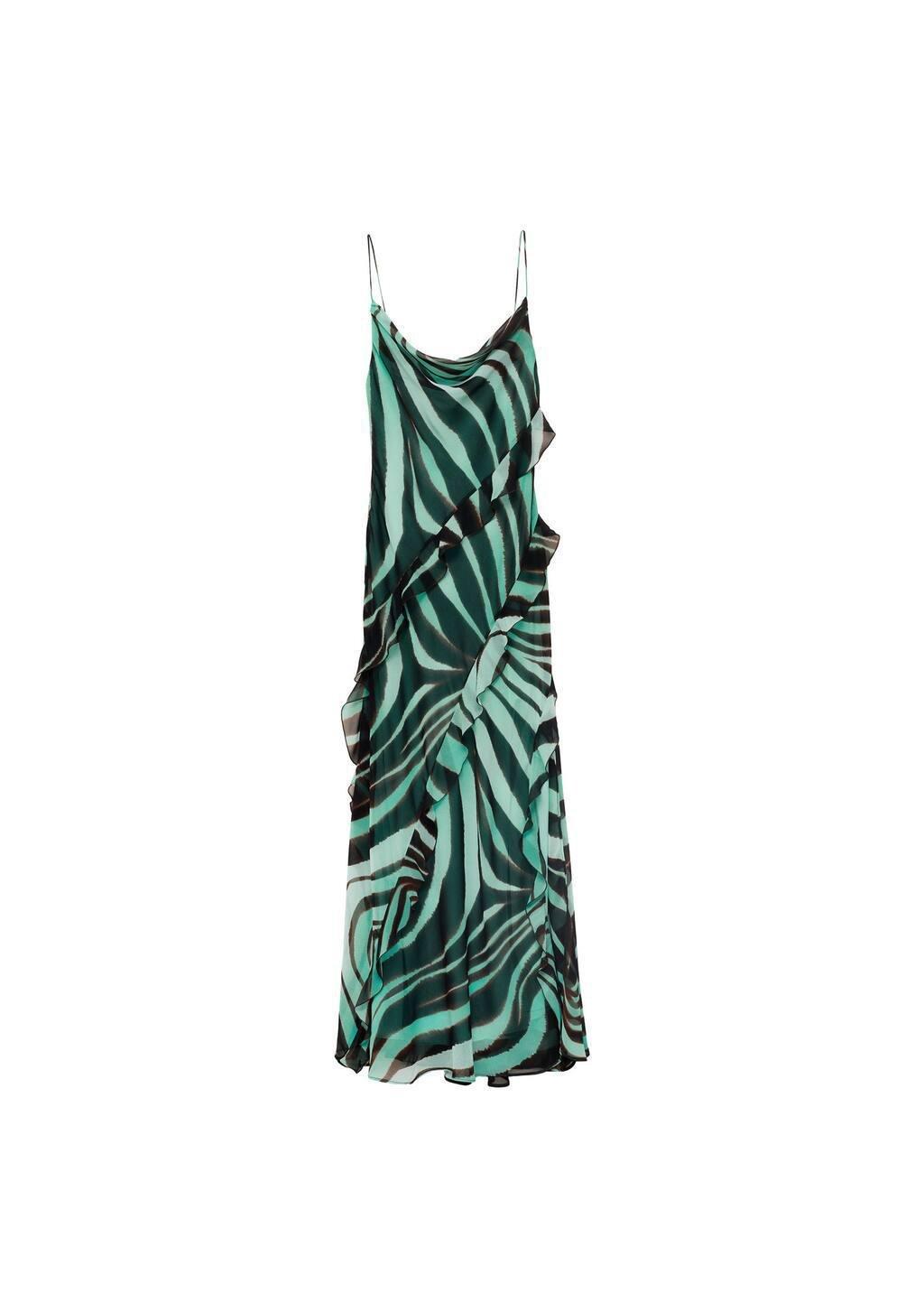 TURQUOISE - AQUA Zebra-print dress with ruffles, , large image number 3