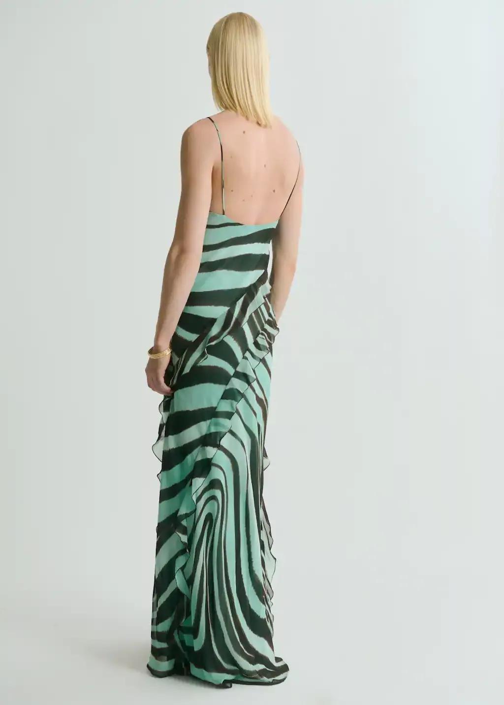TURQUOISE - AQUA Zebra-print dress with ruffles, , large image number 5