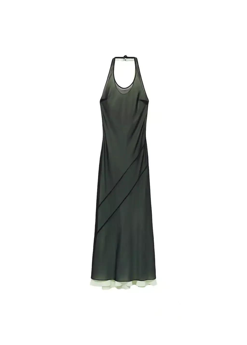 BLACK Semi-transparent combination dress, , large image number 2