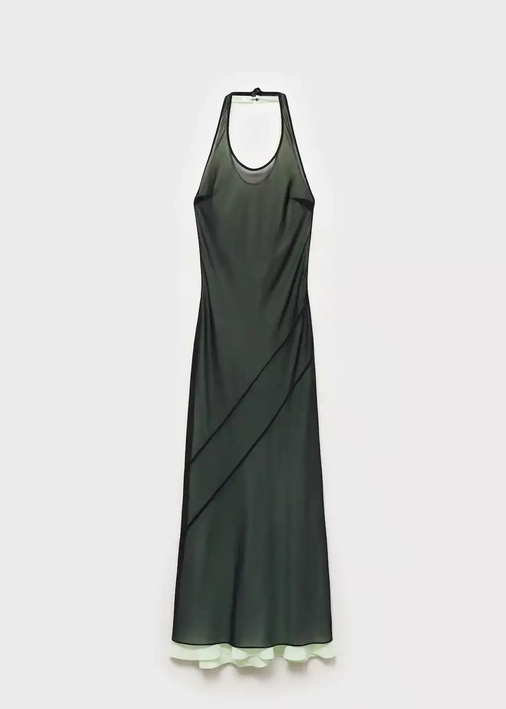 BLACK Semi-transparent combination dress, , large image number 4