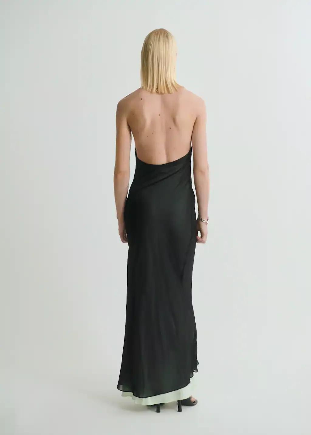 BLACK Semi-transparent combination dress, , large image number 7