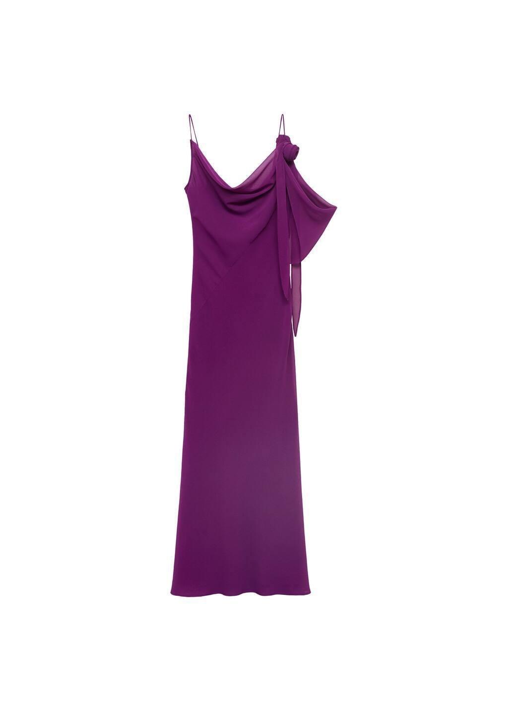 Purple Draped Dress With Flower Detail, , large image number 2