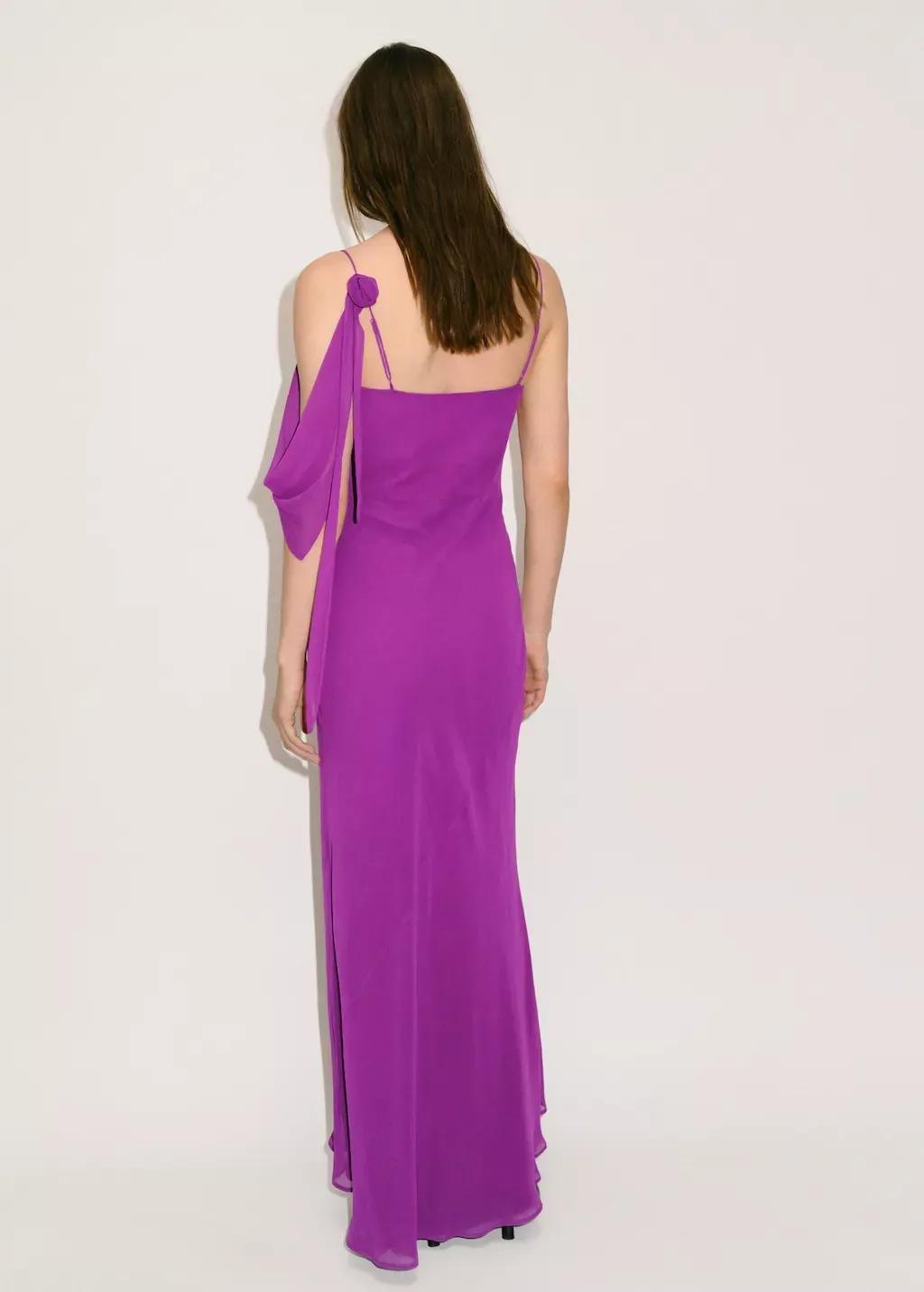 Purple Draped Dress With Flower Detail, , large image number 5
