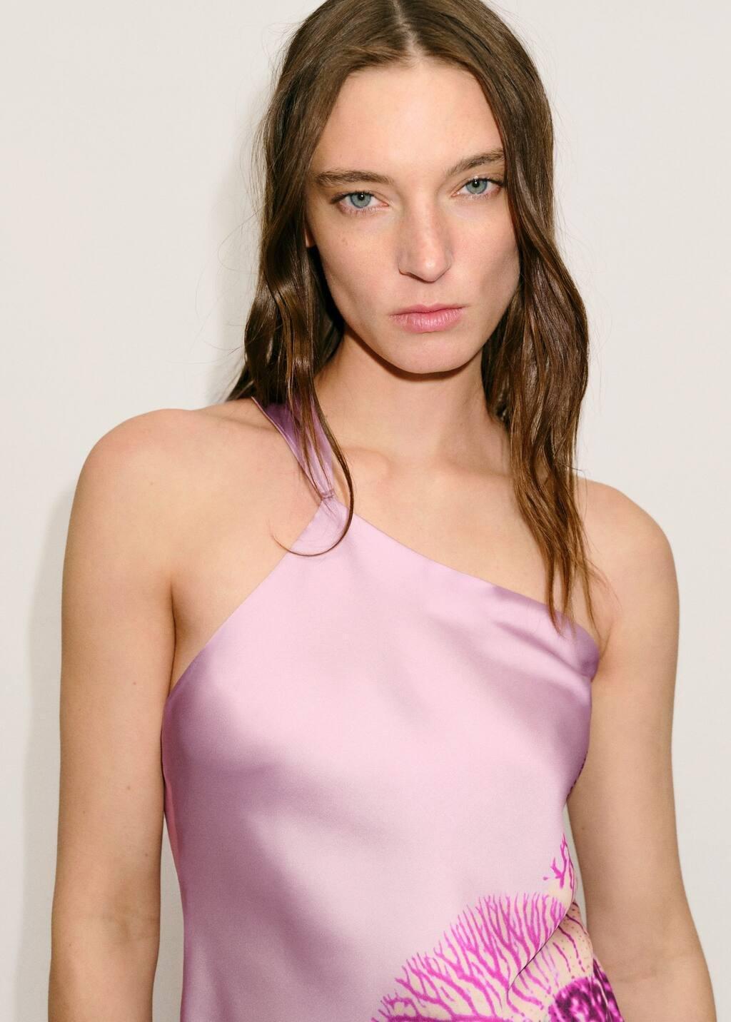 LT-PASTEL PURPLE Satin scarf dress with maxi-flower print, , large image number 1