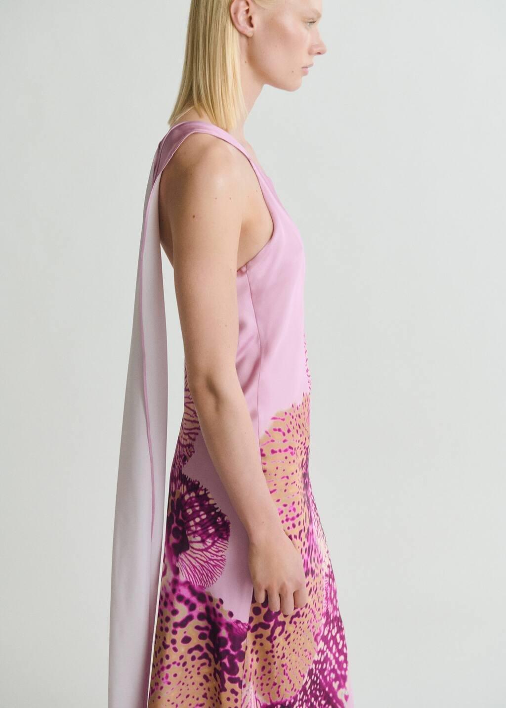 LT-PASTEL PURPLE Satin scarf dress with maxi-flower print, , large image number 5