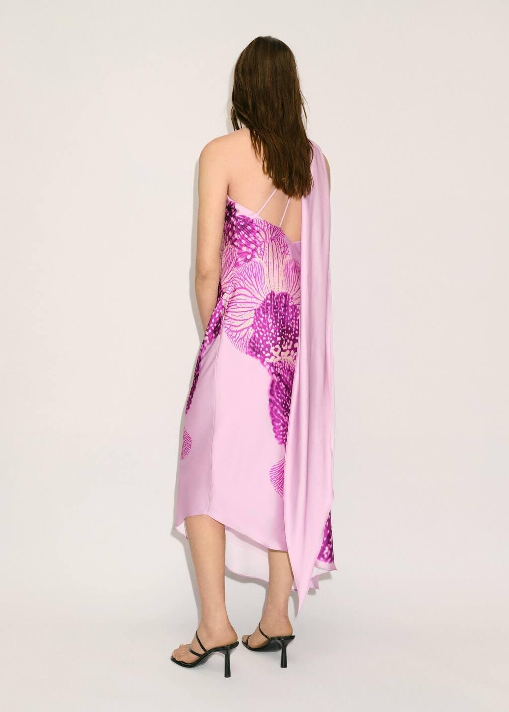 LT-PASTEL PURPLE Satin scarf dress with maxi-flower print, , large image number 6