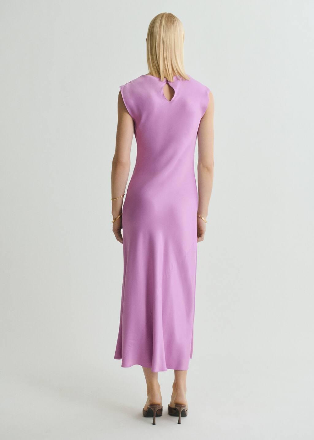 LT-PASTEL PURPLE Satin midi dress, , large image number 6