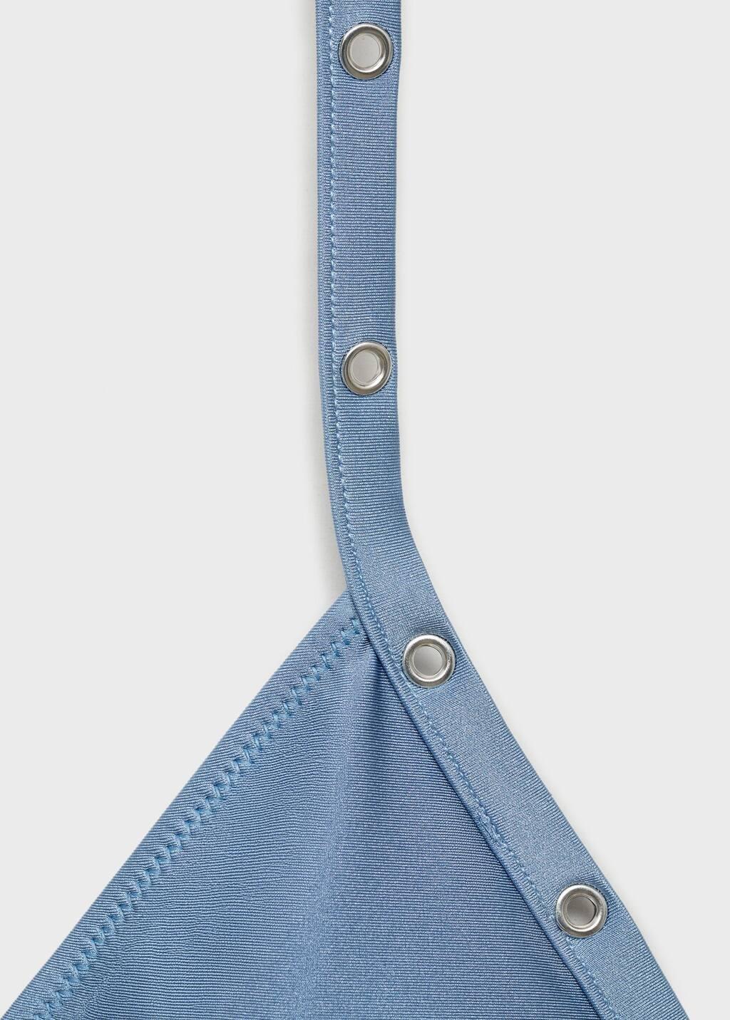 Blue Lt Pastel Triangle Bikini Top With Eyelets Detail, , large image number 3