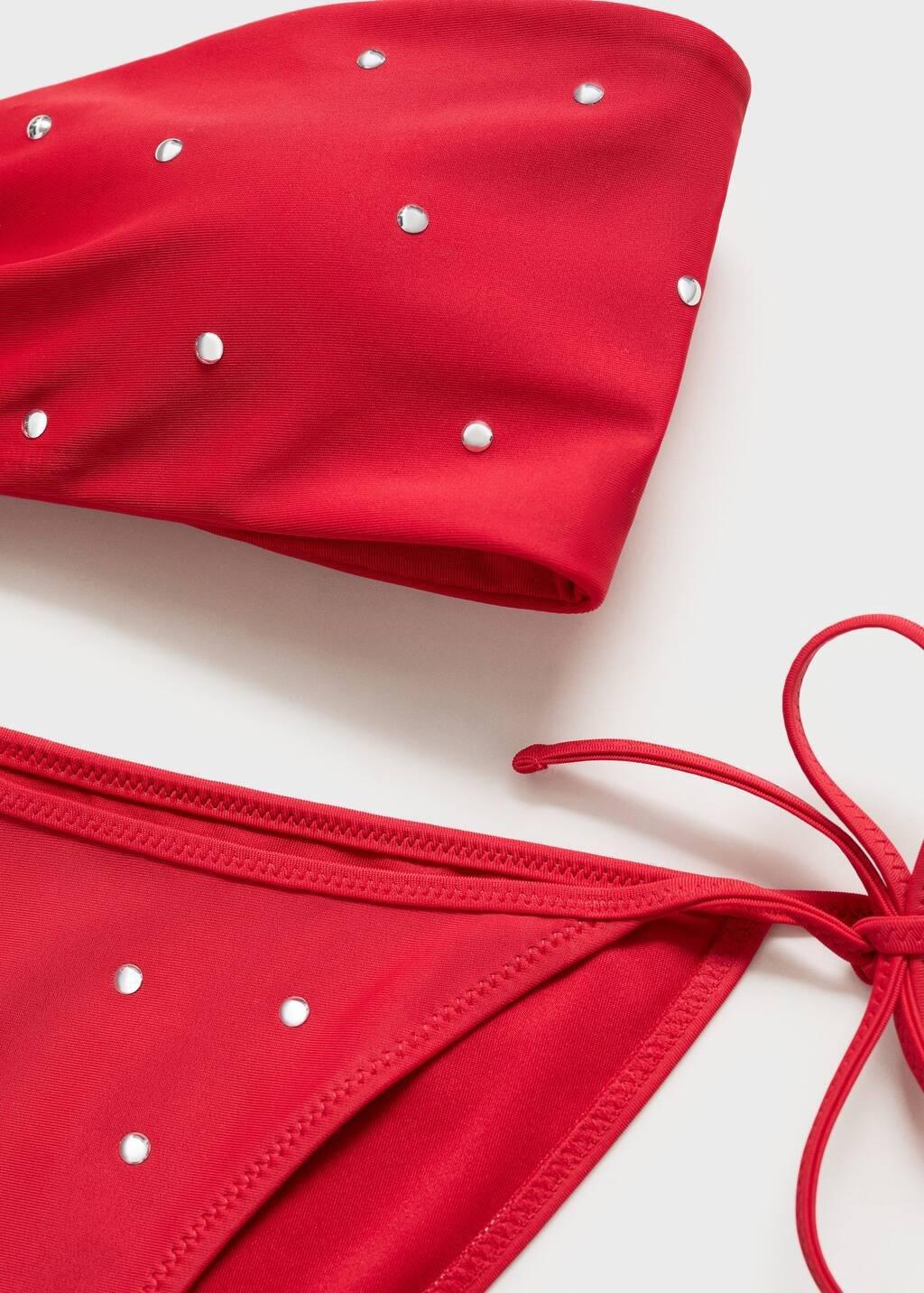 Red Metallic Appliqu� Bandeau Bikini Top, , large image number 2