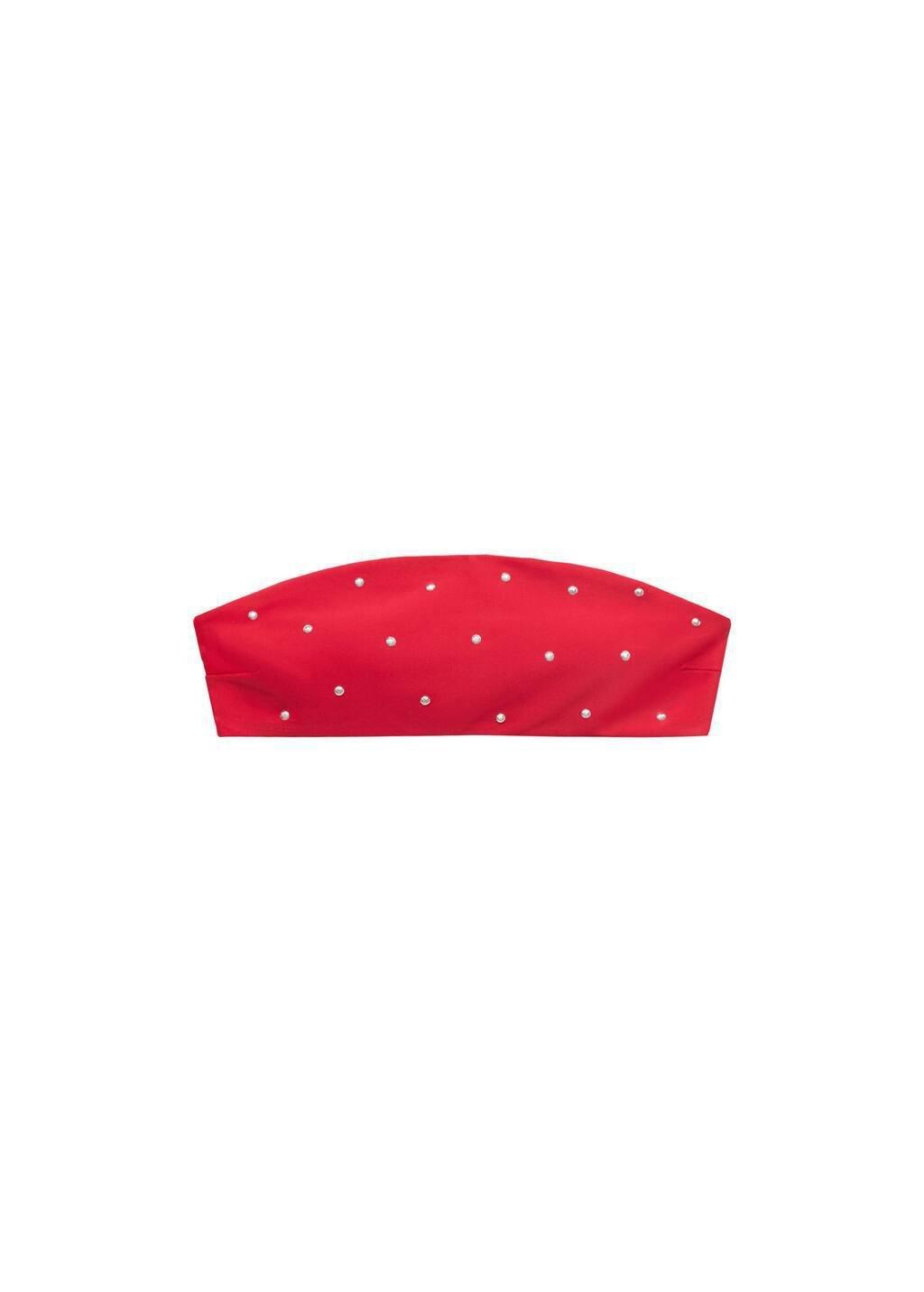 Red Metallic Appliqu� Bandeau Bikini Top, , large image number 3