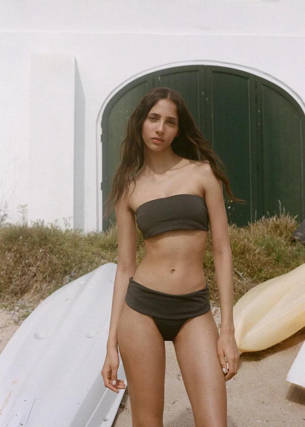 Grey Bandeau Bikini Top, , large image number 1