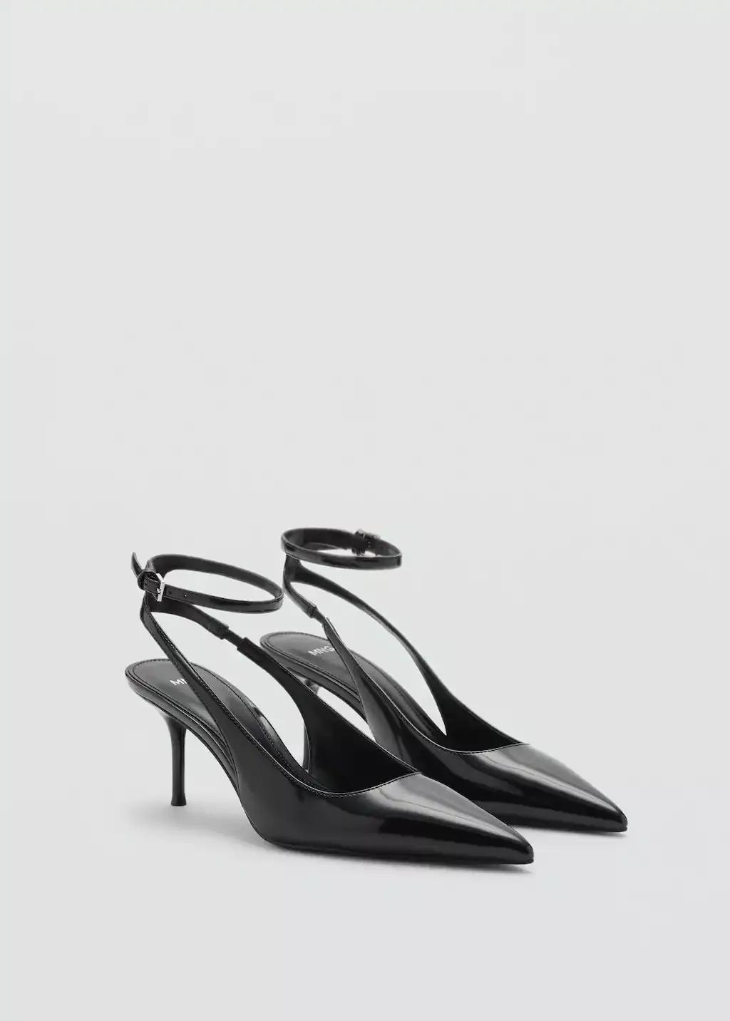 Black Patent Leather-Effect Heeled Shoes, , large image number 0