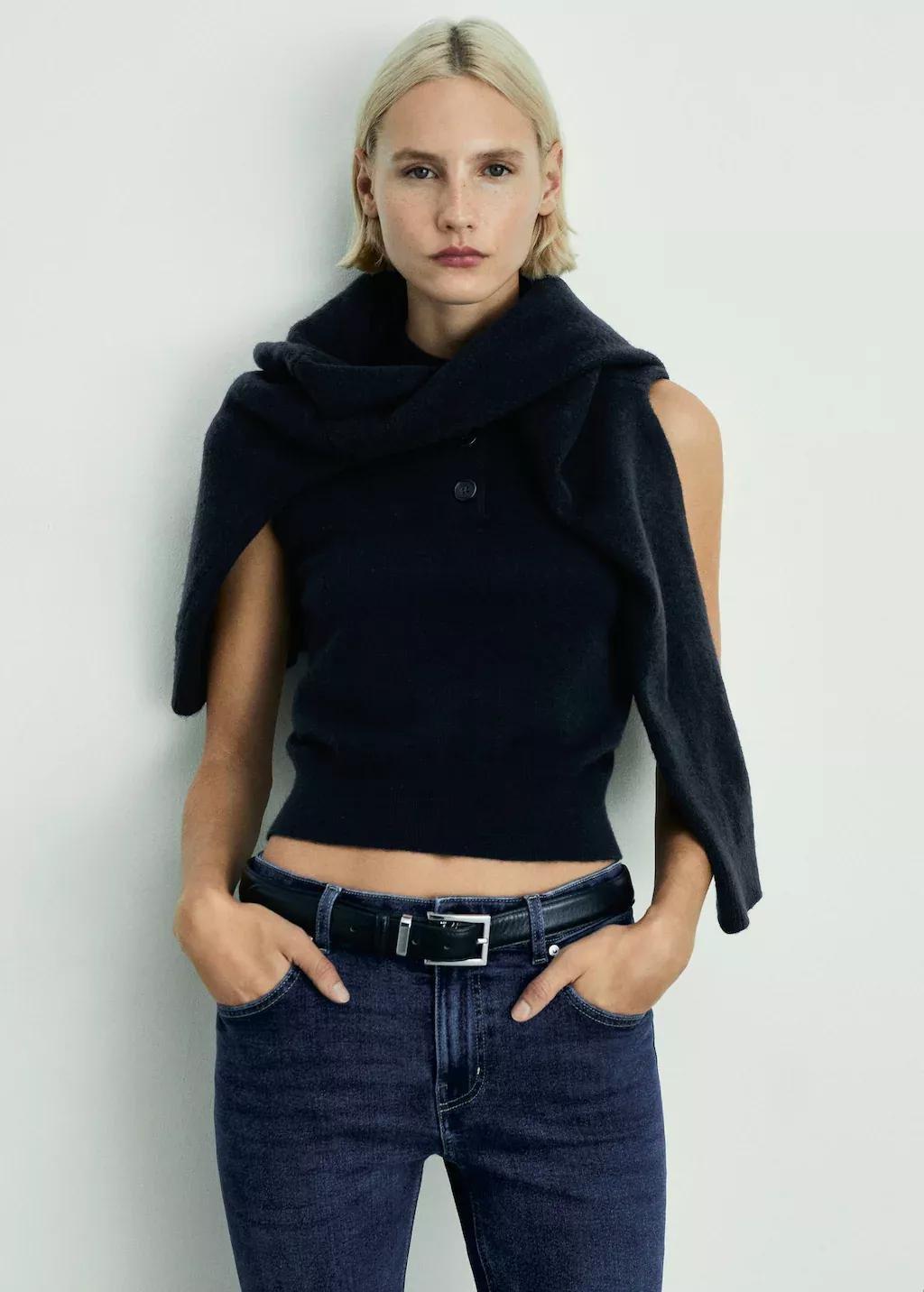 Blue Crop Flared Jeans, , large image number 1
