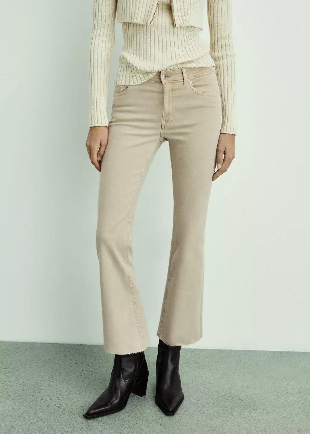 Brown Lt Pastel Crop Flared Jeans, , large image number 0