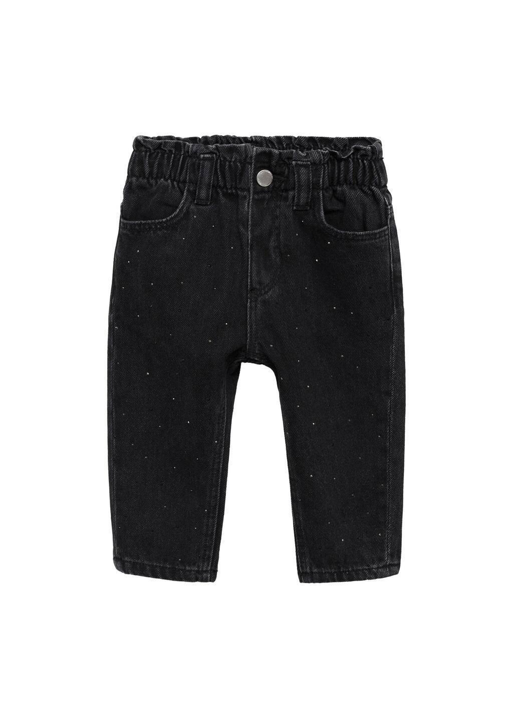 Black Glitter Paper Bag Jeans, Baby Girl, , large image number 3