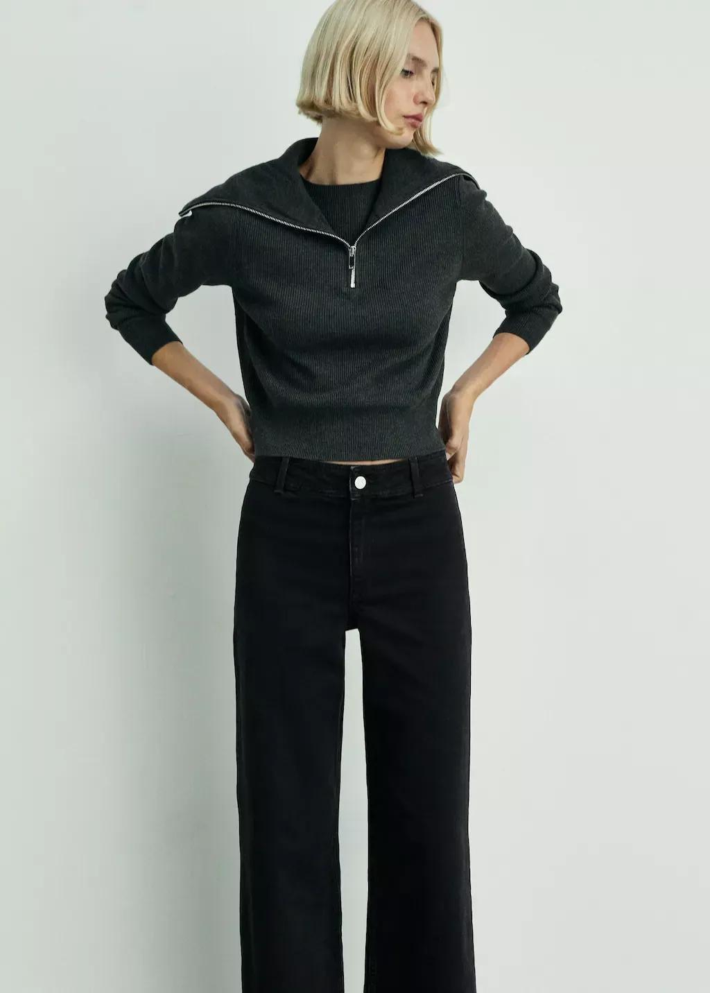 Grey Catherin Culotte High-Rise Jeans, , large image number 1