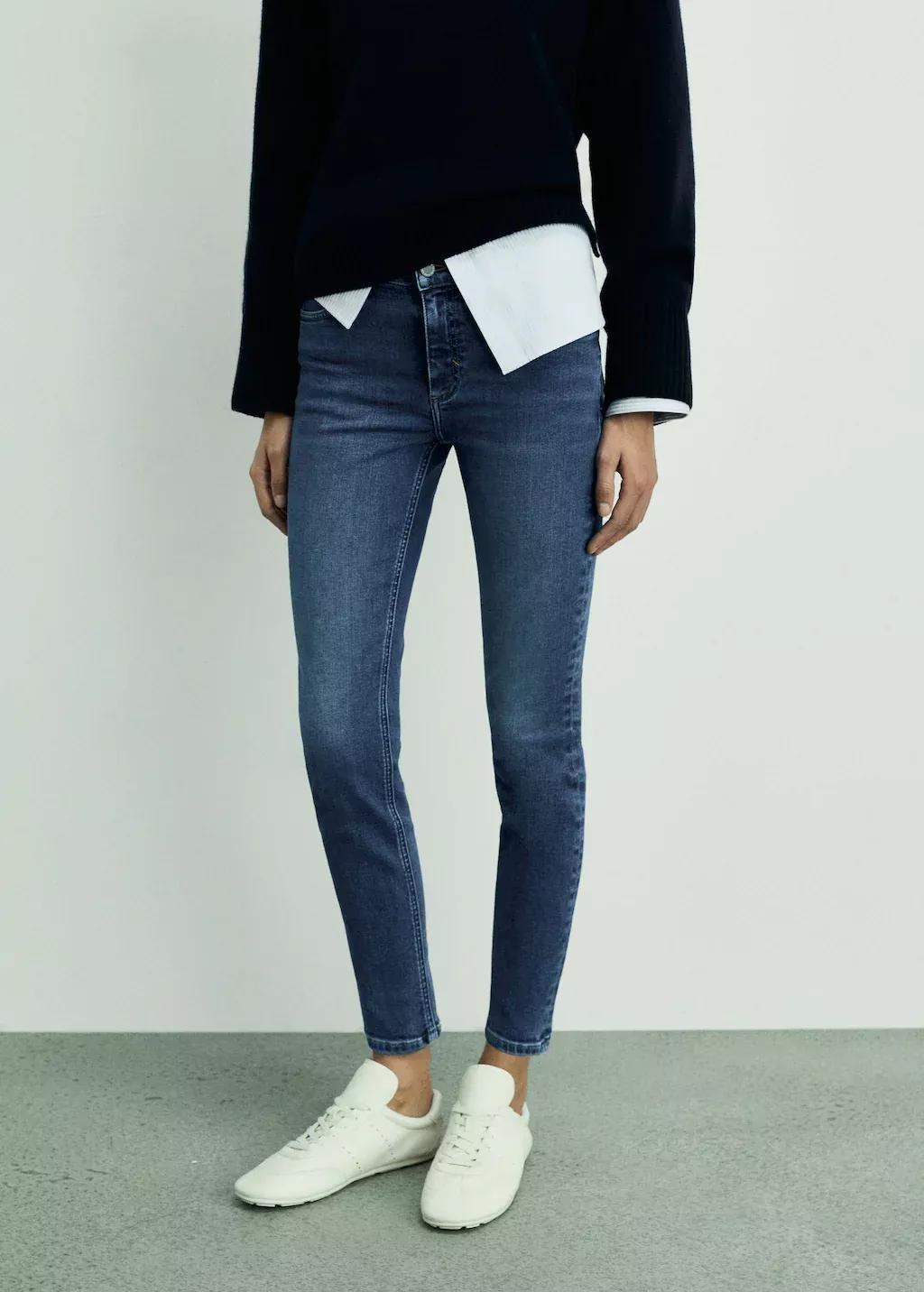 Blue Mid-Rise Skinny Jeans, , large image number 0
