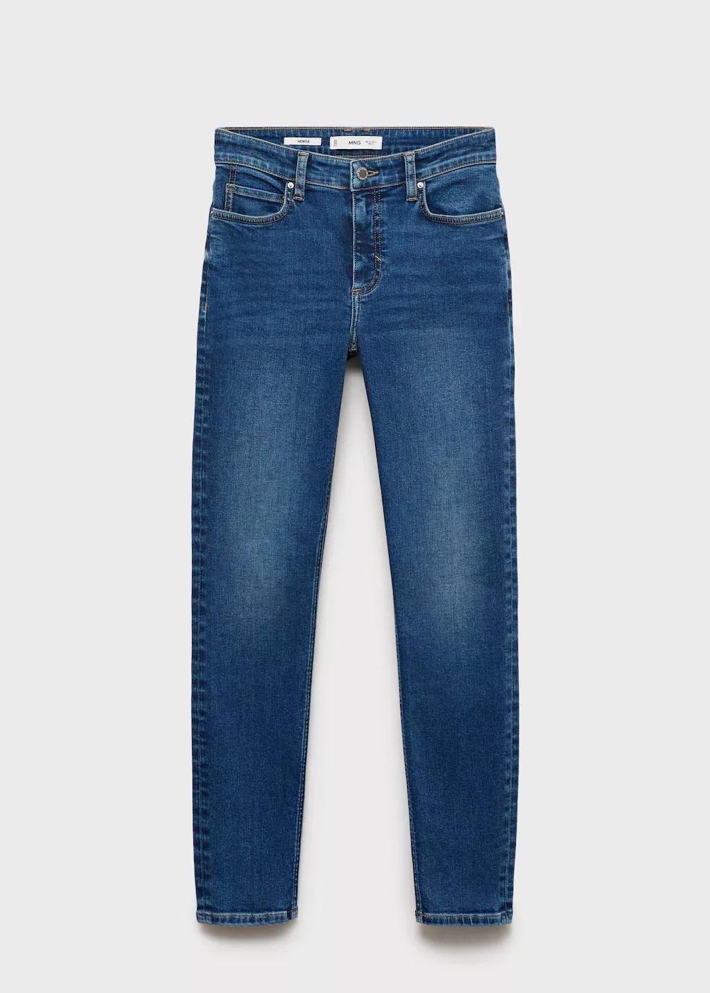 Blue Mid-Rise Skinny Jeans, , large image number 4
