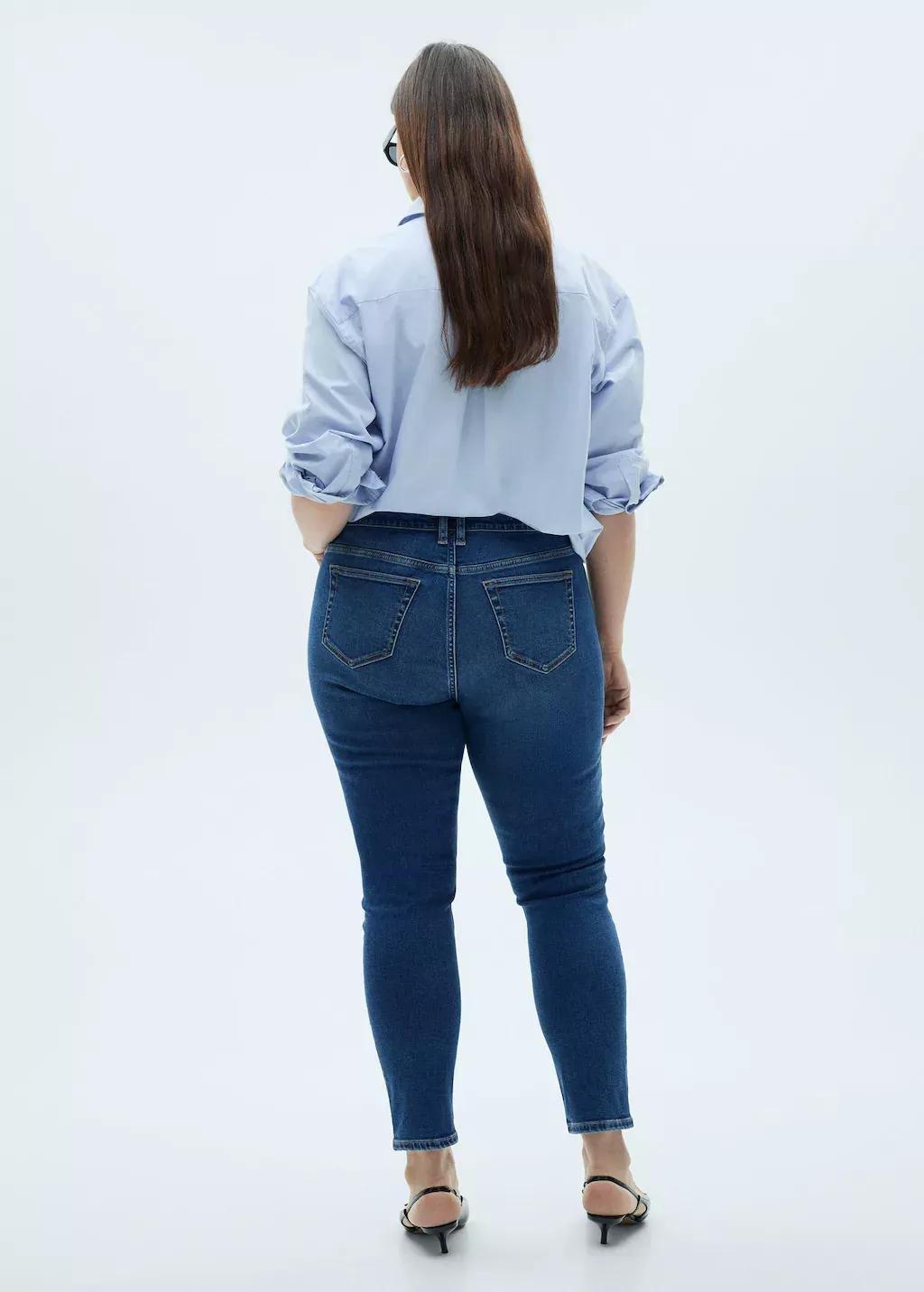 Blue Mid-Rise Skinny Jeans, , large image number 5