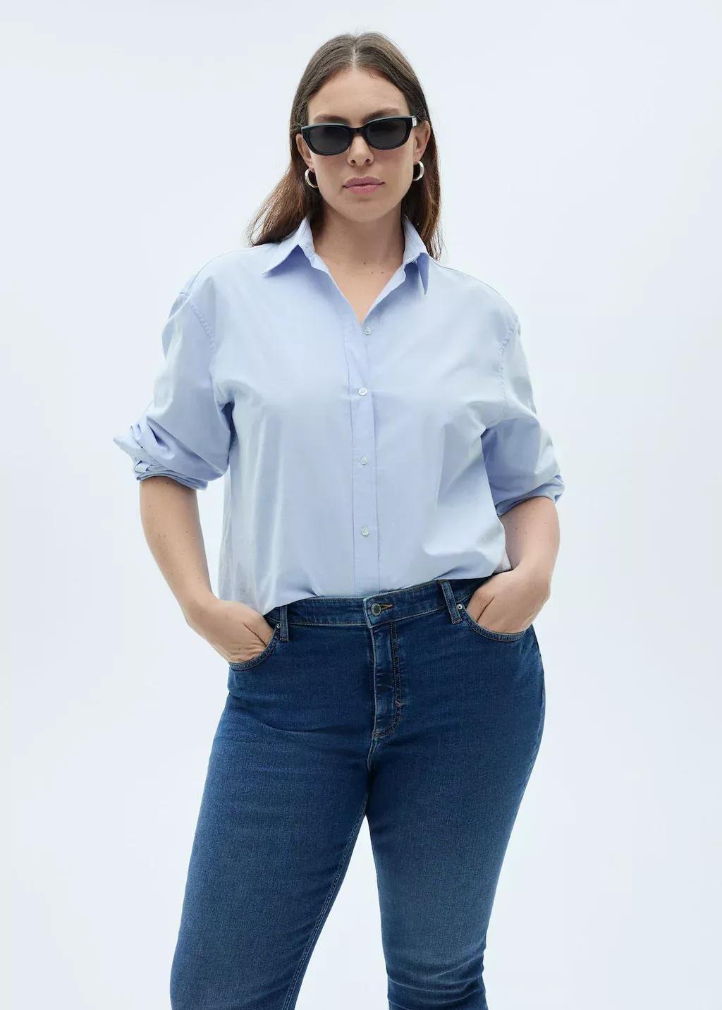 Blue Mid-Rise Skinny Jeans, , large image number 6