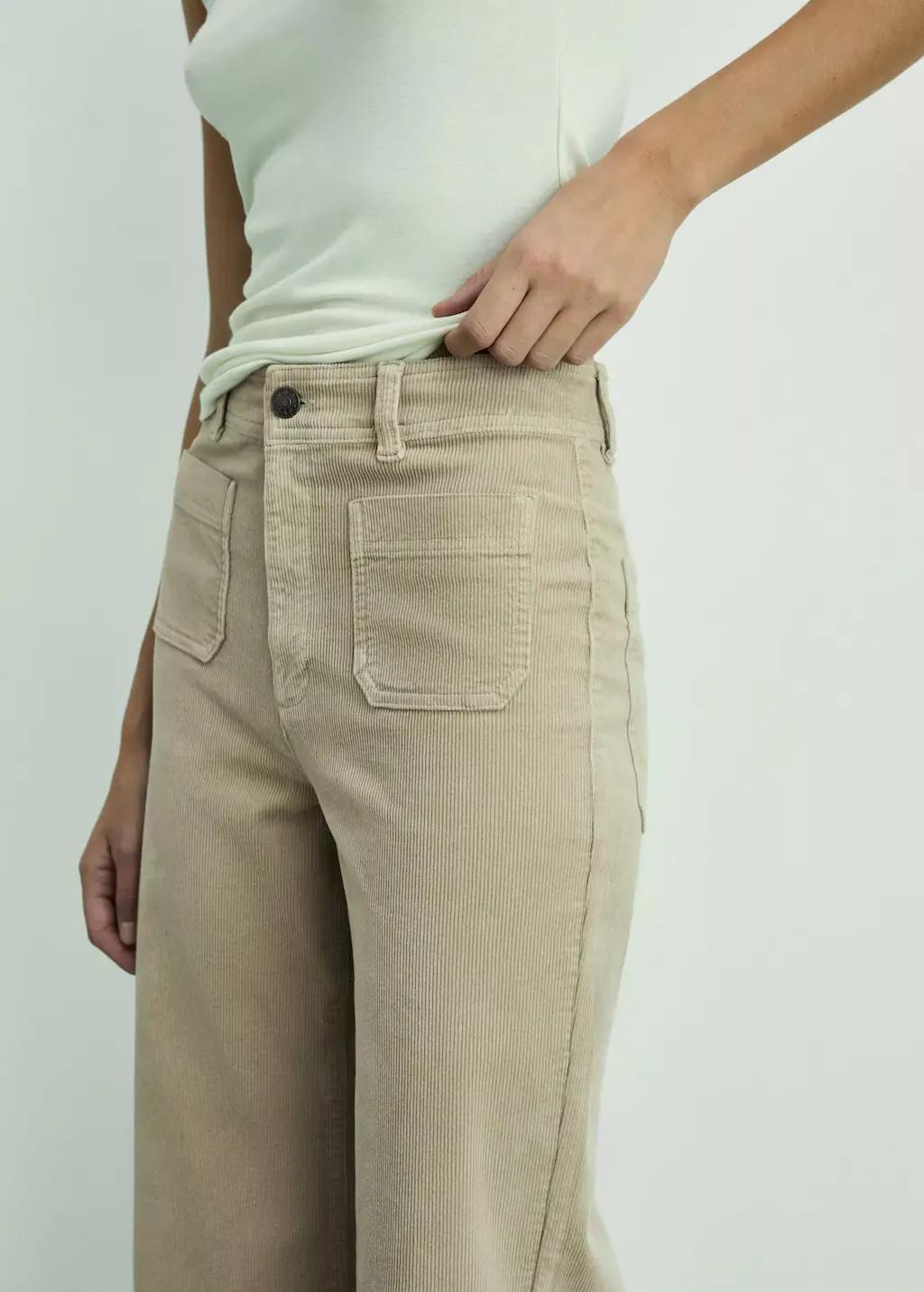 Beige Catherin Culotte Corduroy Trousers, , large image number 3